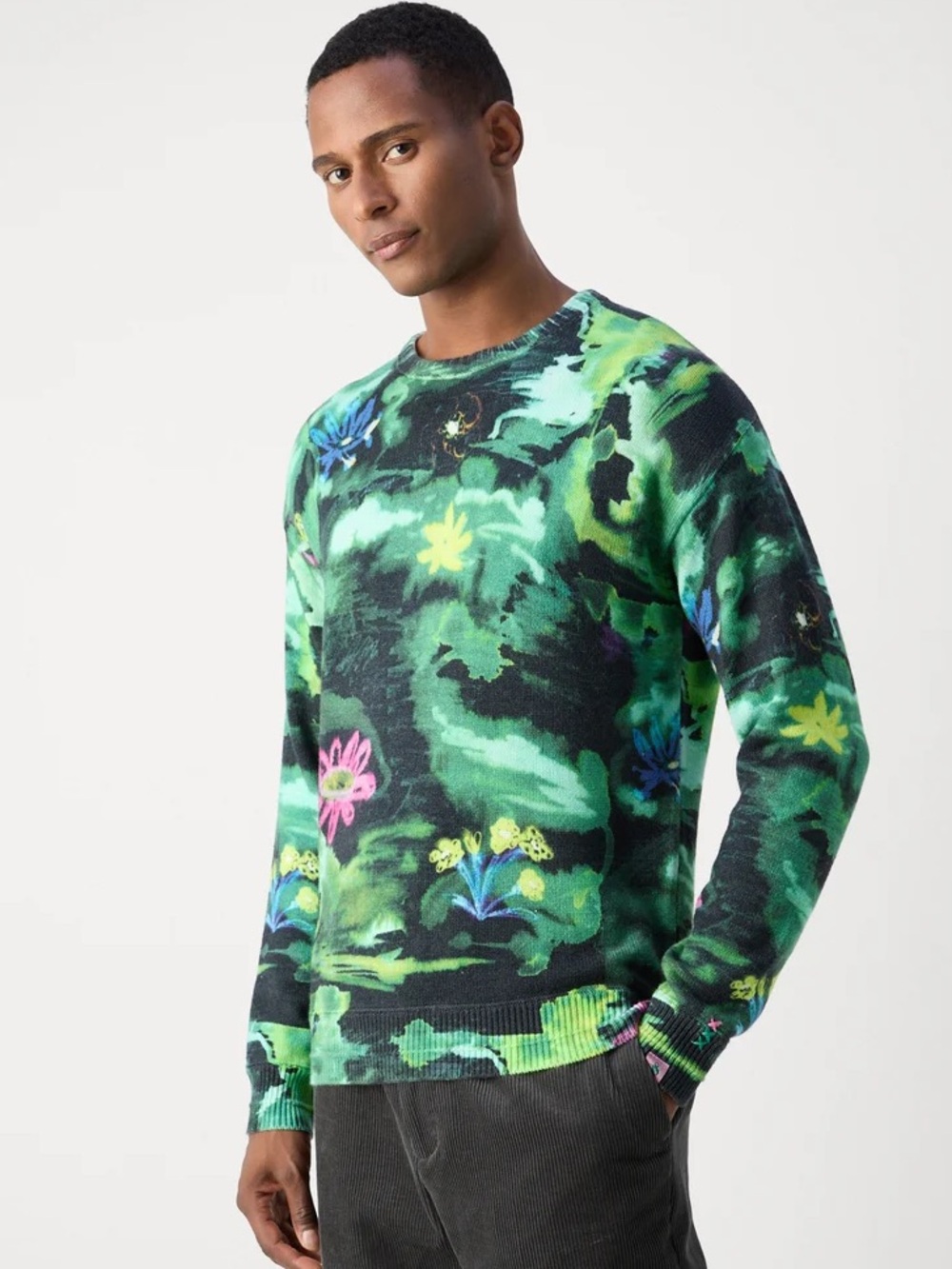 NWOT Scotch & Soda Weekend Edition Floral Jacquard Crewneck Sweater XL
